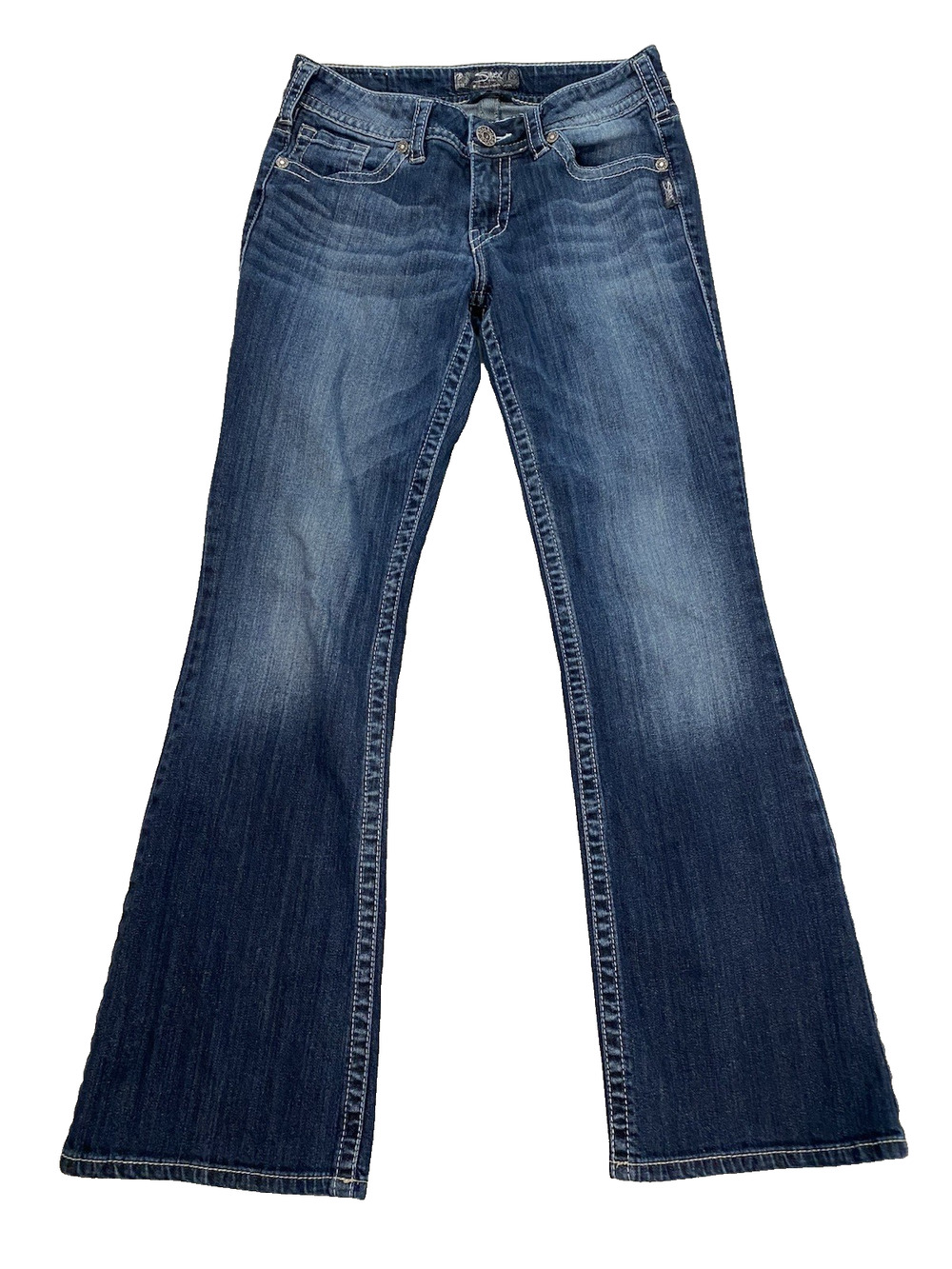 Silver Jeans Suki Womens Size W29/L32 Dark Denim Bootcut Mid Rise Embellished